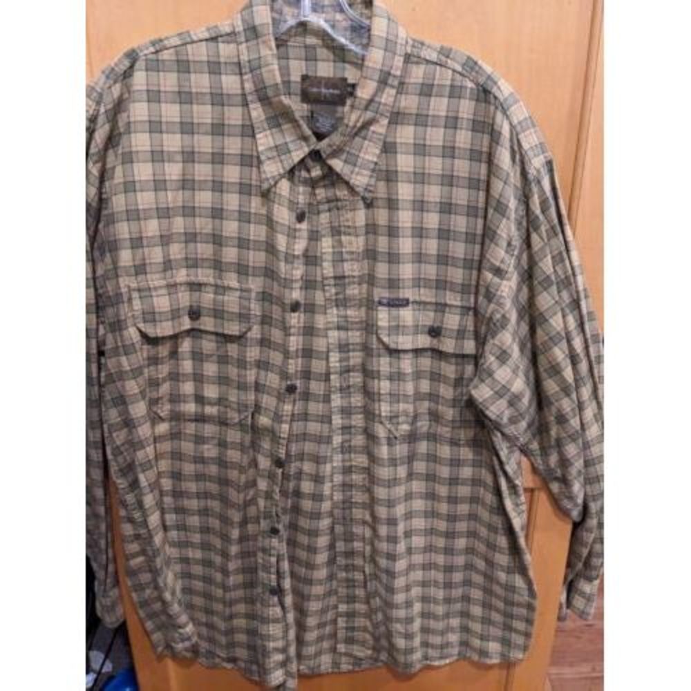 CALVIN KLEIN Khakis Men's Button Down Long Sleeve Shirt XL lightweight flannel